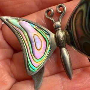 MCM  Mexico Eagle 3 Brand Sterling Silver Abalone Winged Butterfly Brooch/Pin